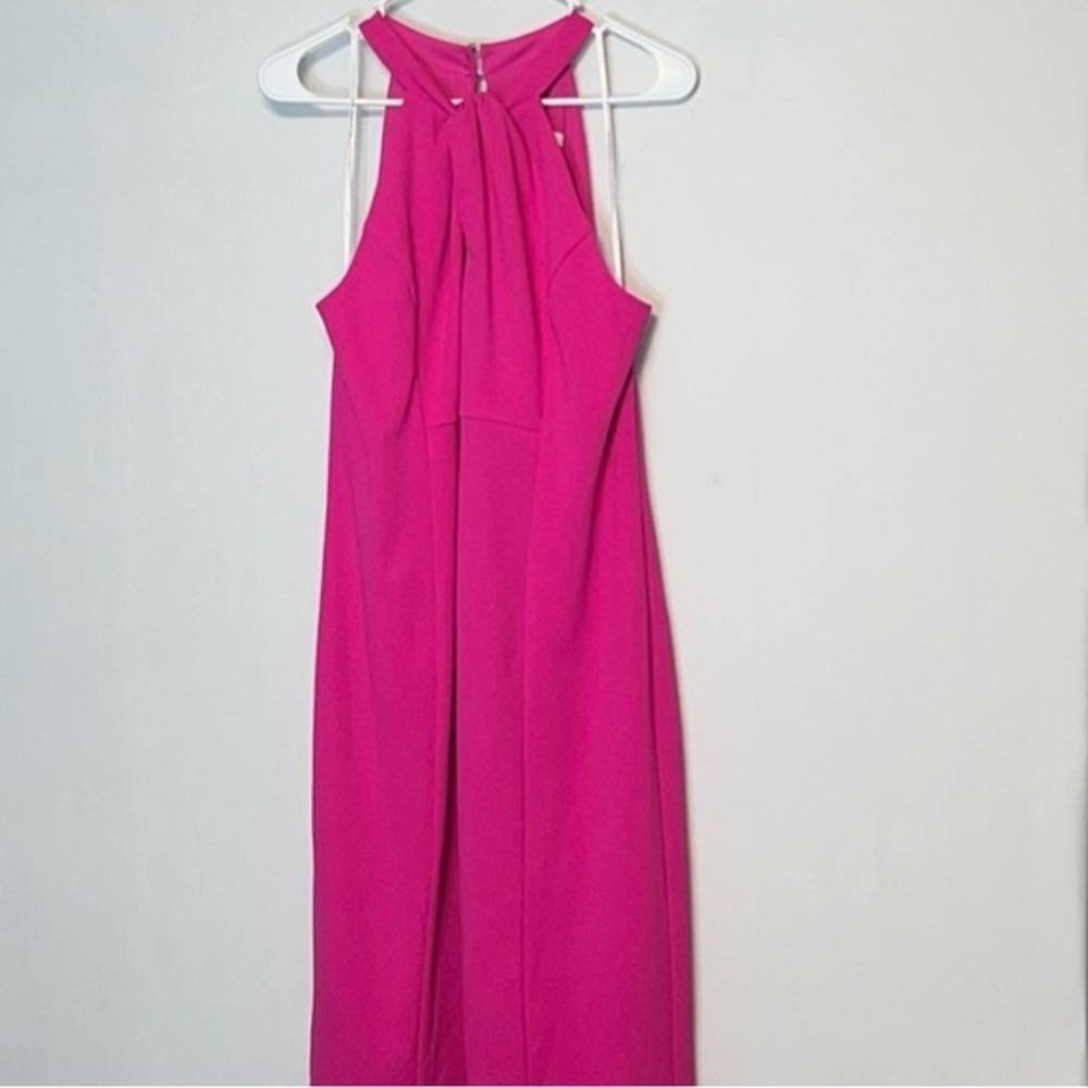 Julia Jordan Womens PinkKnot-Neck Midi Halter Dress  Size 16 Hidden Zipper Lined